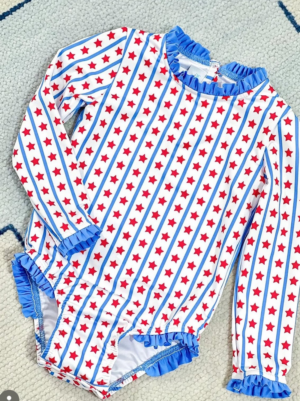 Girls James and Lottie Stars and Stripes One Piece Long Sleeve Size 3t